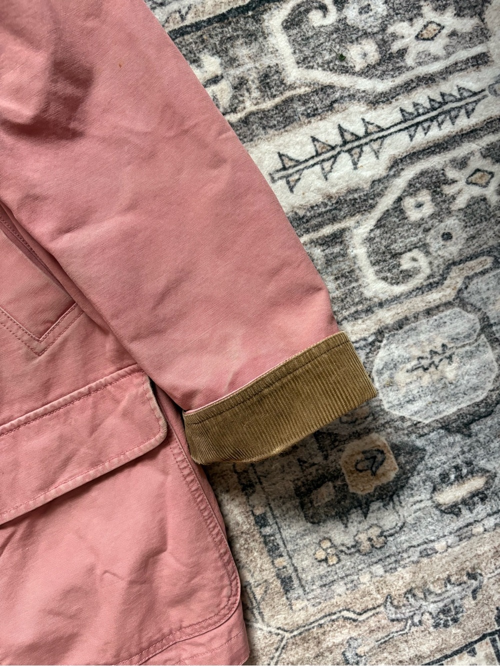 Vintage 90s LL BEAN barn chore coat in baby pink brown corduroy sz M 100% cotton - Picture 2 of 16